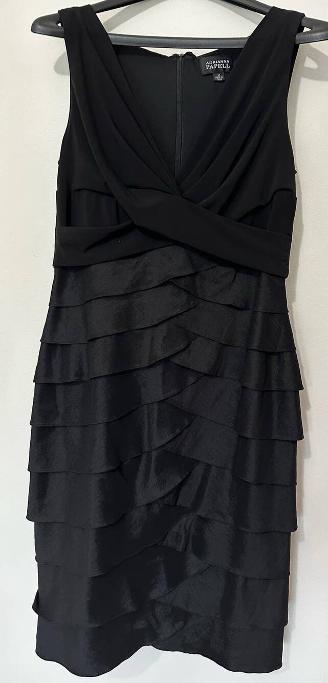 Adrianna Papell Black Tiered Sheath Dress Size 10